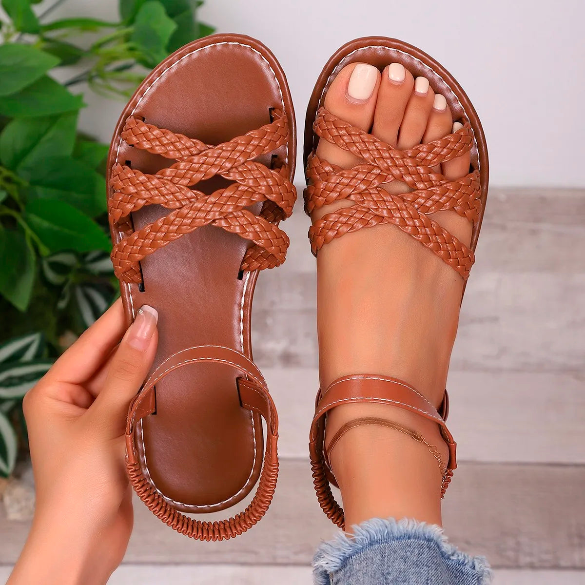 FERN | BRAIDED ANKLE STRAP SANDALS