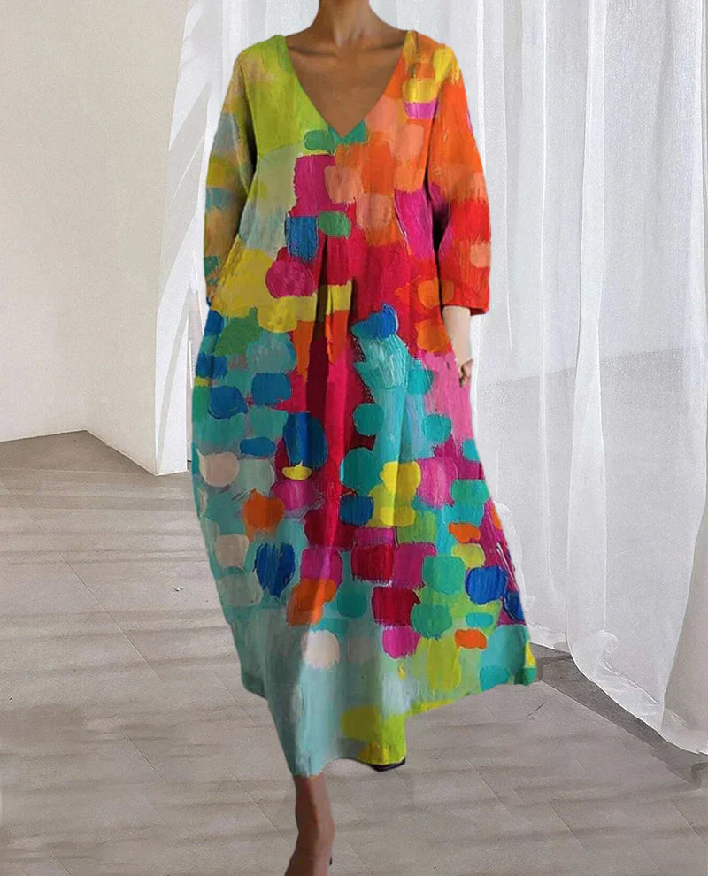Sandra - Colourful printed dress for women
