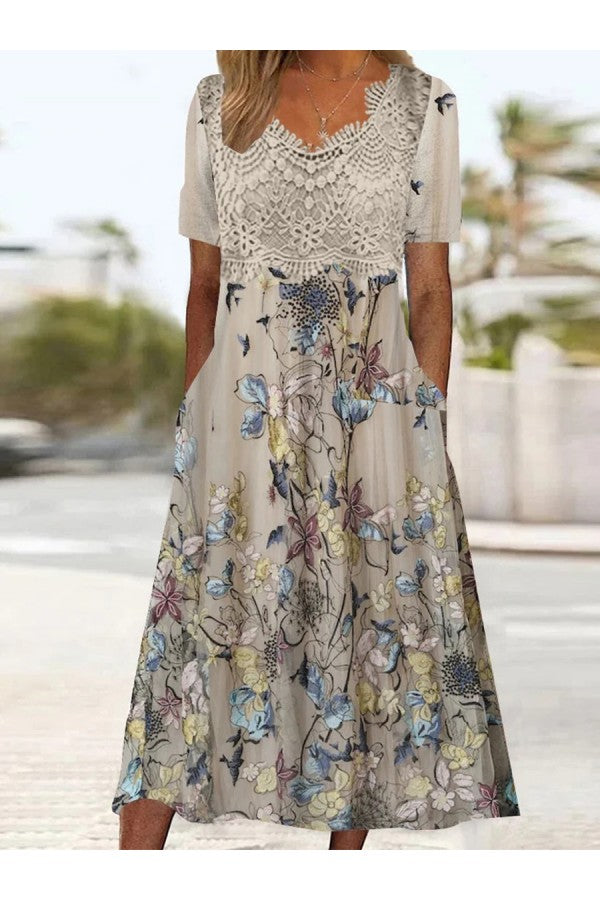 Angela – Graphic Lace Midi Dress