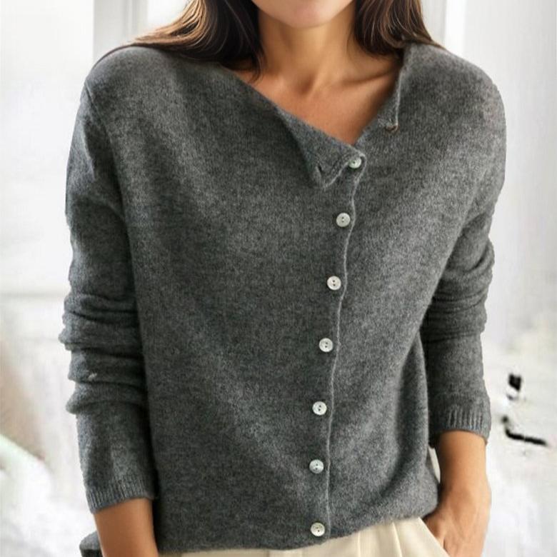 Hallie | Asymmetrical Button Sweater
