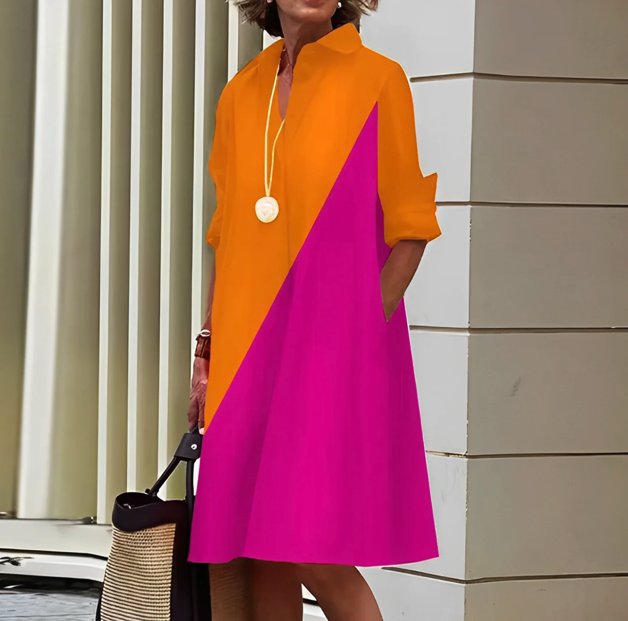 Carole - Women's midi dress with a flowing cut and effortless comfort