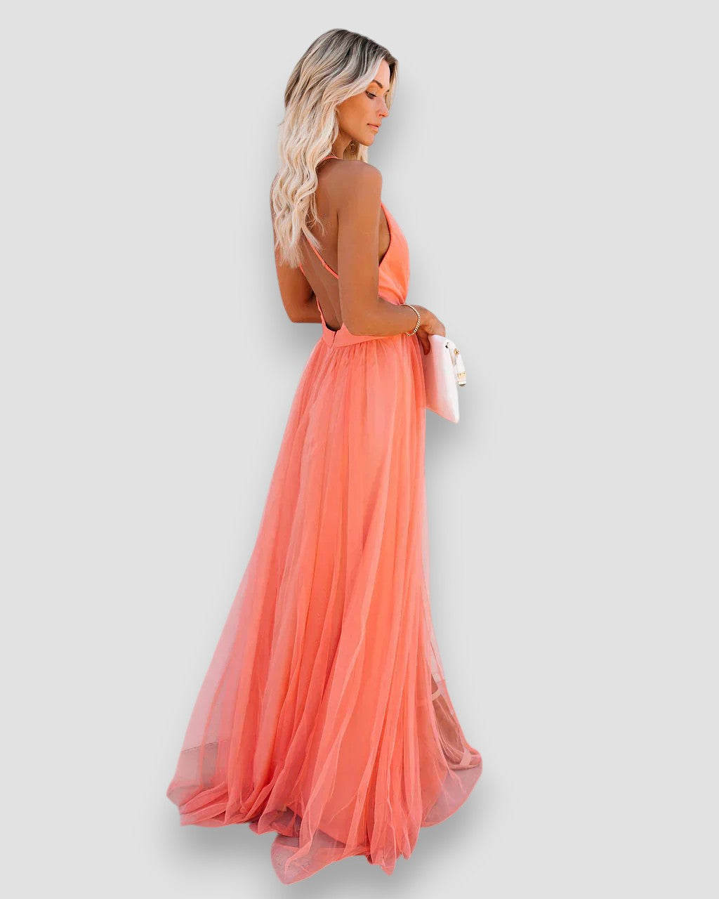Lidia | Coral Sleeveless Summer Dress