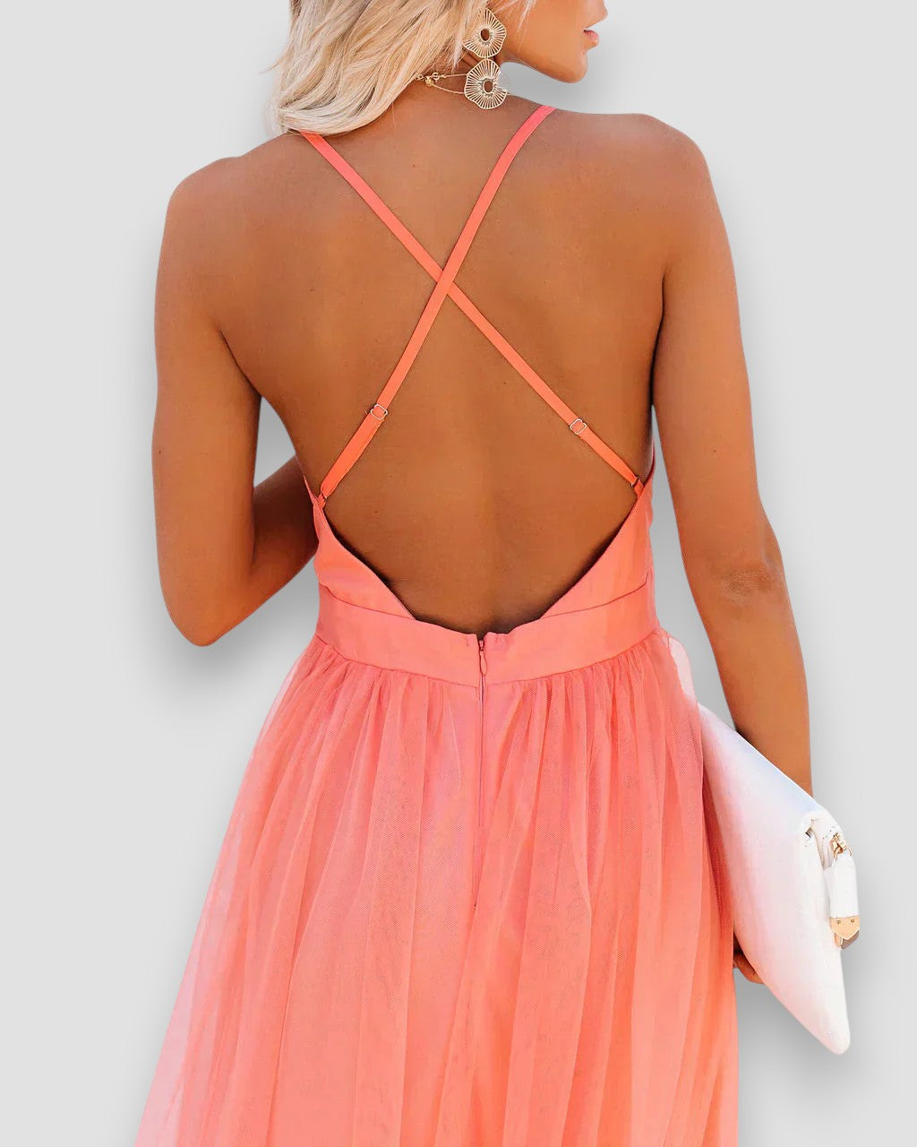 Lidia | Coral Sleeveless Summer Dress