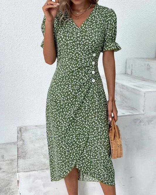 Barbara - Fresh Bloom V-Neck Dress