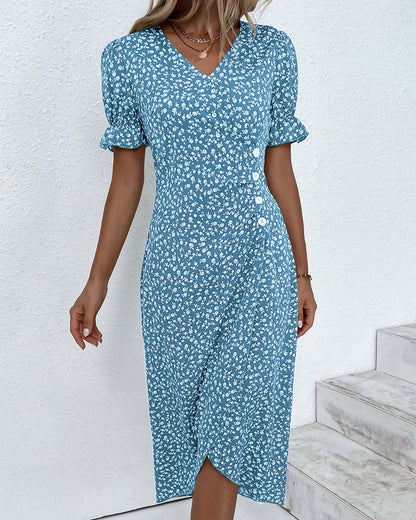 Barbara - Fresh Bloom V-Neck Dress