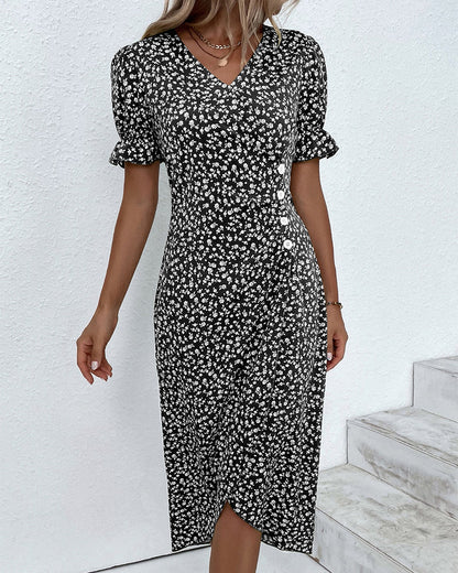 Barbara - Fresh Bloom V-Neck Dress