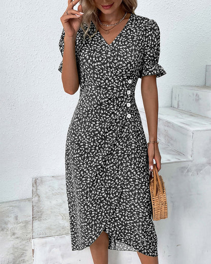 Barbara - Fresh Bloom V-Neck Dress