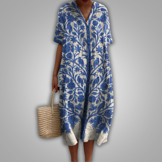 Clara | Blue Botanical Dress