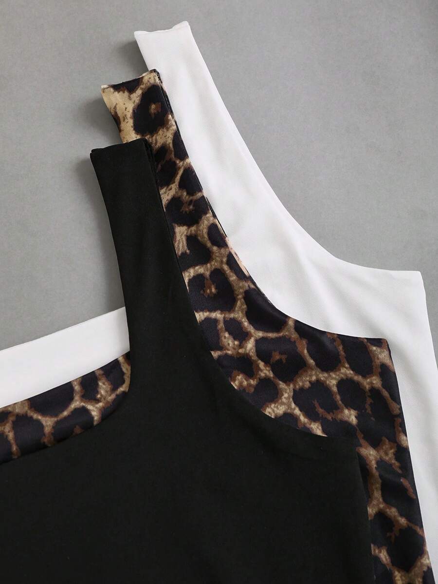 Sweetra Women's Casual Versatile Tank Top, Summer Graphic Cheetah Print Tees Women Tops