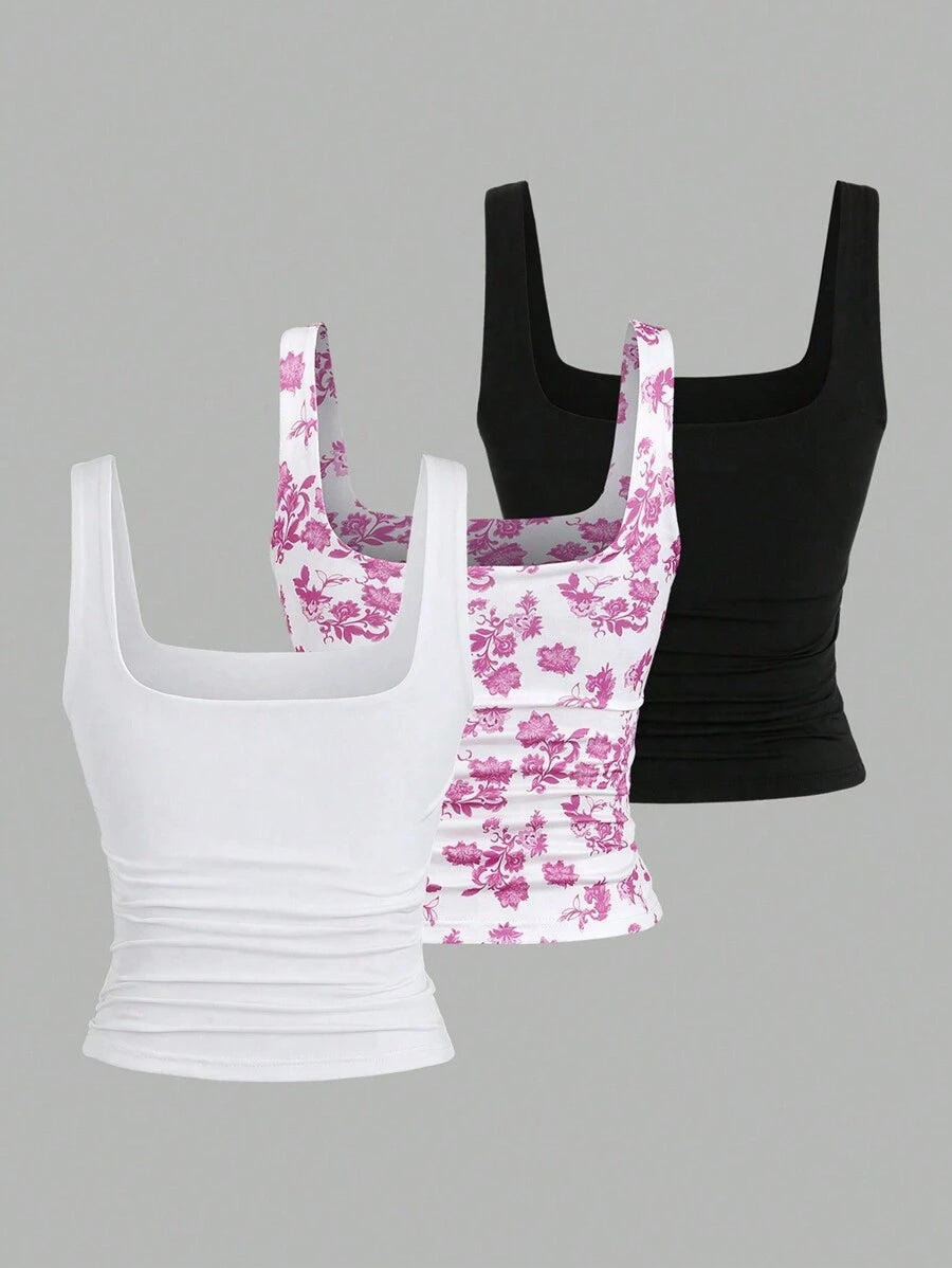 Sweetra Women's Casual Versatile Tank Top, Summer Graphic Cheetah Print Tees Women Tops