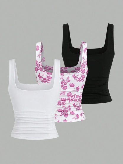 Sweetra Women's Casual Versatile Tank Top, Summer Graphic Cheetah Print Tees Women Tops