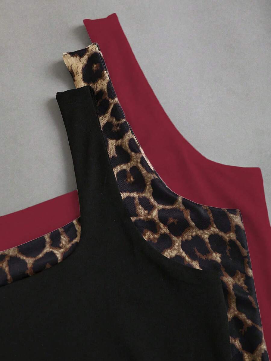 Sweetra Women's Casual Versatile Tank Top, Summer Graphic Cheetah Print Tees Women Tops