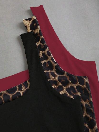 Sweetra Women's Casual Versatile Tank Top, Summer Graphic Cheetah Print Tees Women Tops
