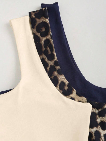 Sweetra Women's Casual Versatile Tank Top, Summer Graphic Cheetah Print Tees Women Tops