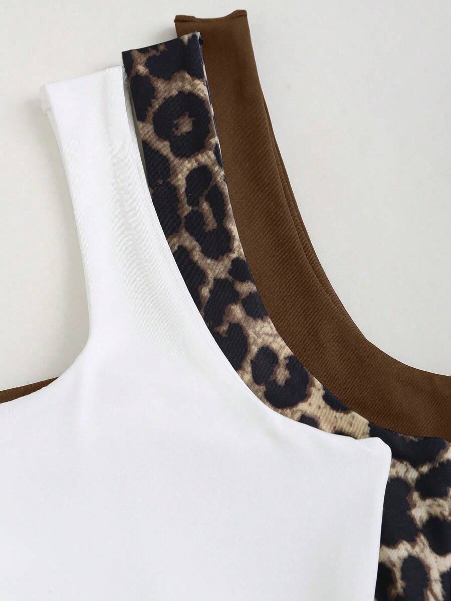 Sweetra Women's Casual Versatile Tank Top, Summer Graphic Cheetah Print Tees Women Tops