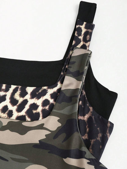 Sweetra Women's Casual Versatile Tank Top, Summer Graphic Cheetah Print Tees Women Tops