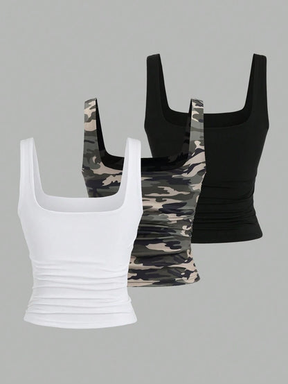 Sweetra Women's Casual Versatile Tank Top, Summer Graphic Cheetah Print Tees Women Tops