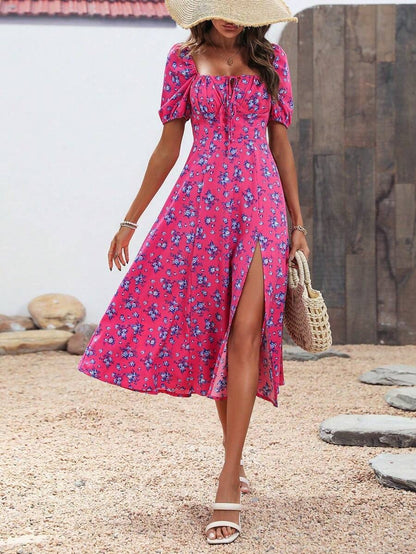 Breezaya – Allover Floral Knot Maxi Dress
