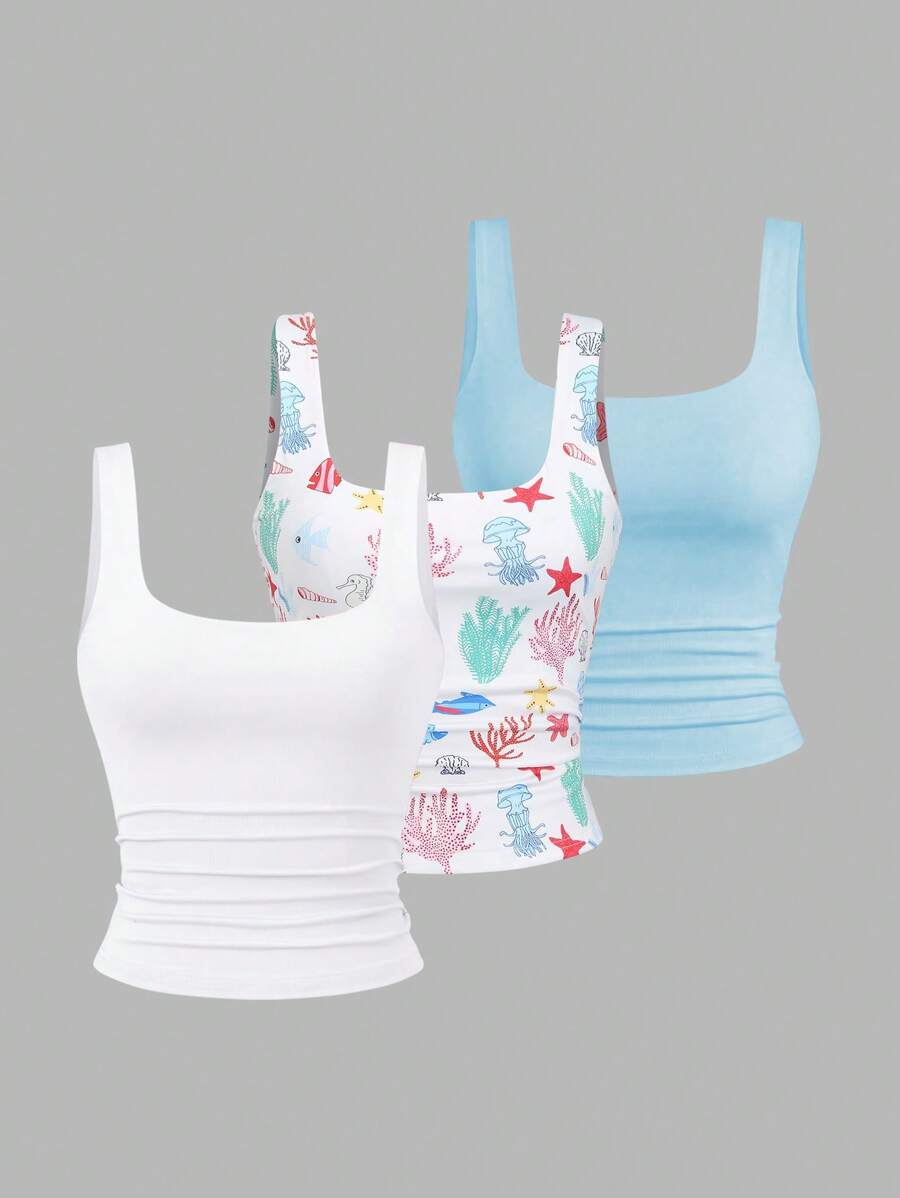 Sweetra Women's Casual Versatile Tank Top, Summer Graphic Cheetah Print Tees Women Tops