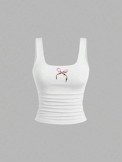 Sweetra Women's Casual Versatile Tank Top, Summer Graphic Cheetah Print Tees Women Tops