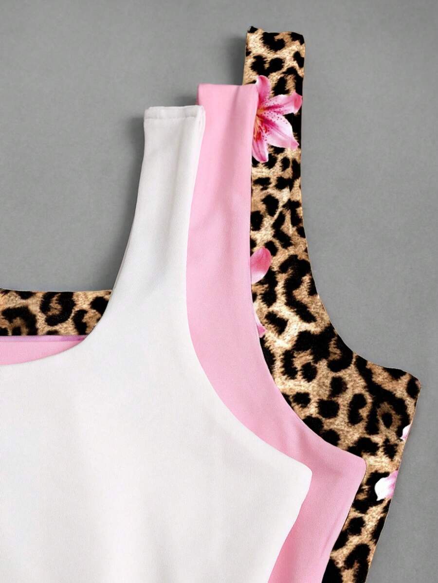 Sweetra Women's Casual Versatile Tank Top, Summer Graphic Cheetah Print Tees Women Tops