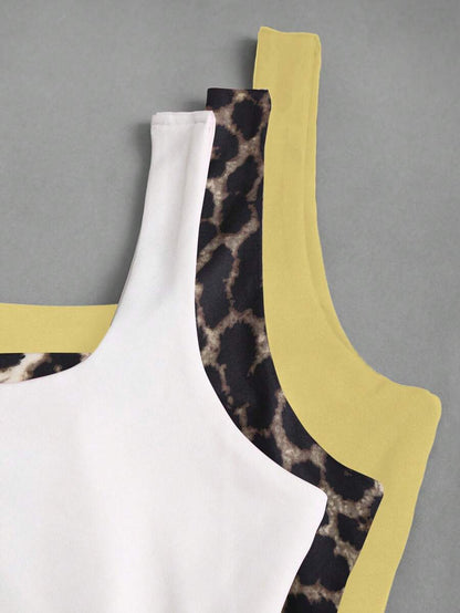 Sweetra Women's Casual Versatile Tank Top, Summer Graphic Cheetah Print Tees Women Tops