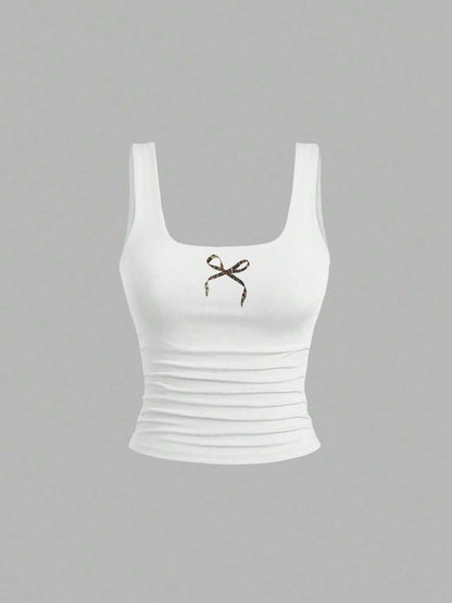 Sweetra Women's Casual Versatile Tank Top, Summer Graphic Cheetah Print Tees Women Tops