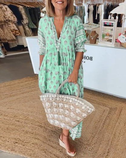 Bridget - Printed V-Neck Dress