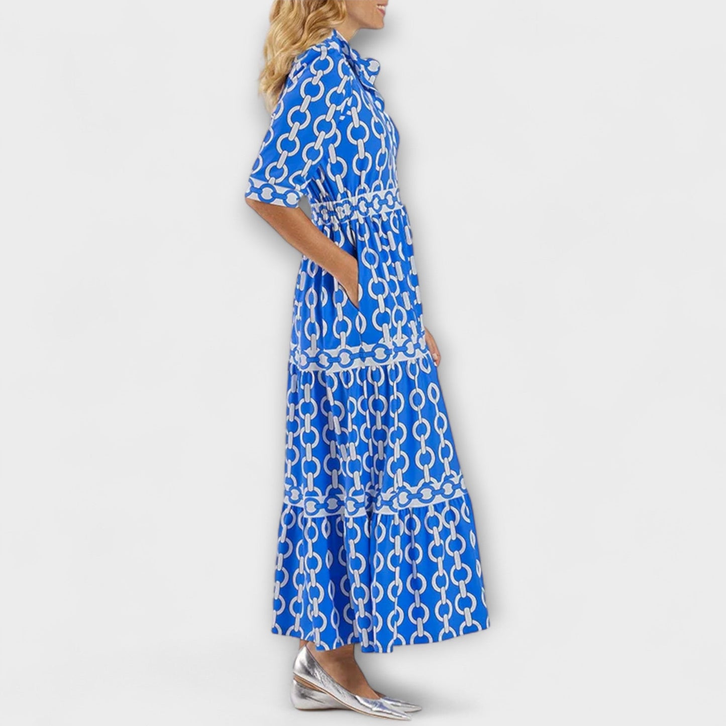 Sophia  Midi Dress with Chain Pattern