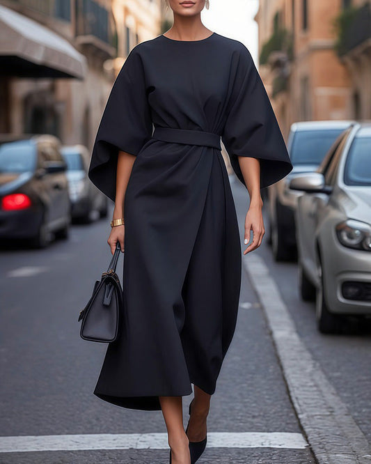 Amaris | Elegant Lantern Dress with Defined Waist