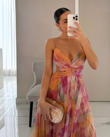 Marion - Stunning Maxi Dress For Wedding Guests With V Neckline For Women