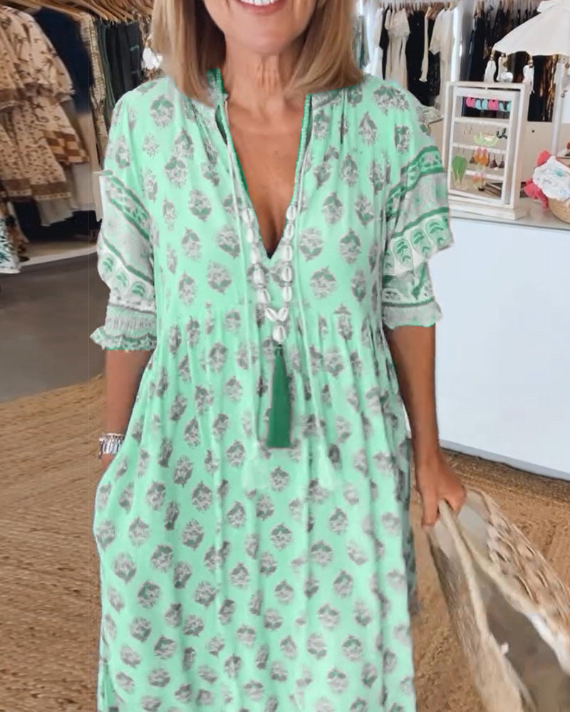 Bridget - Printed V-Neck Dress