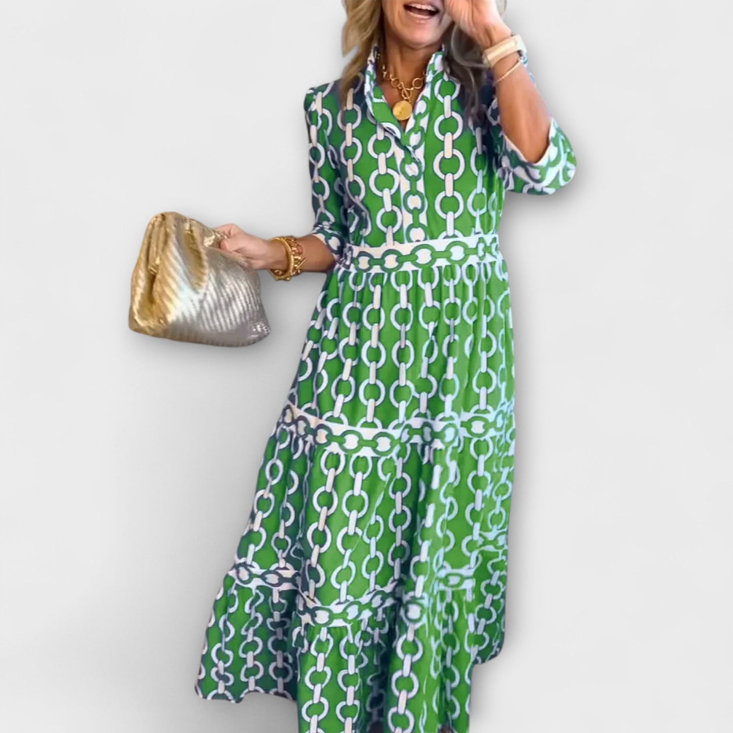 Sophia  Midi Dress with Chain Pattern