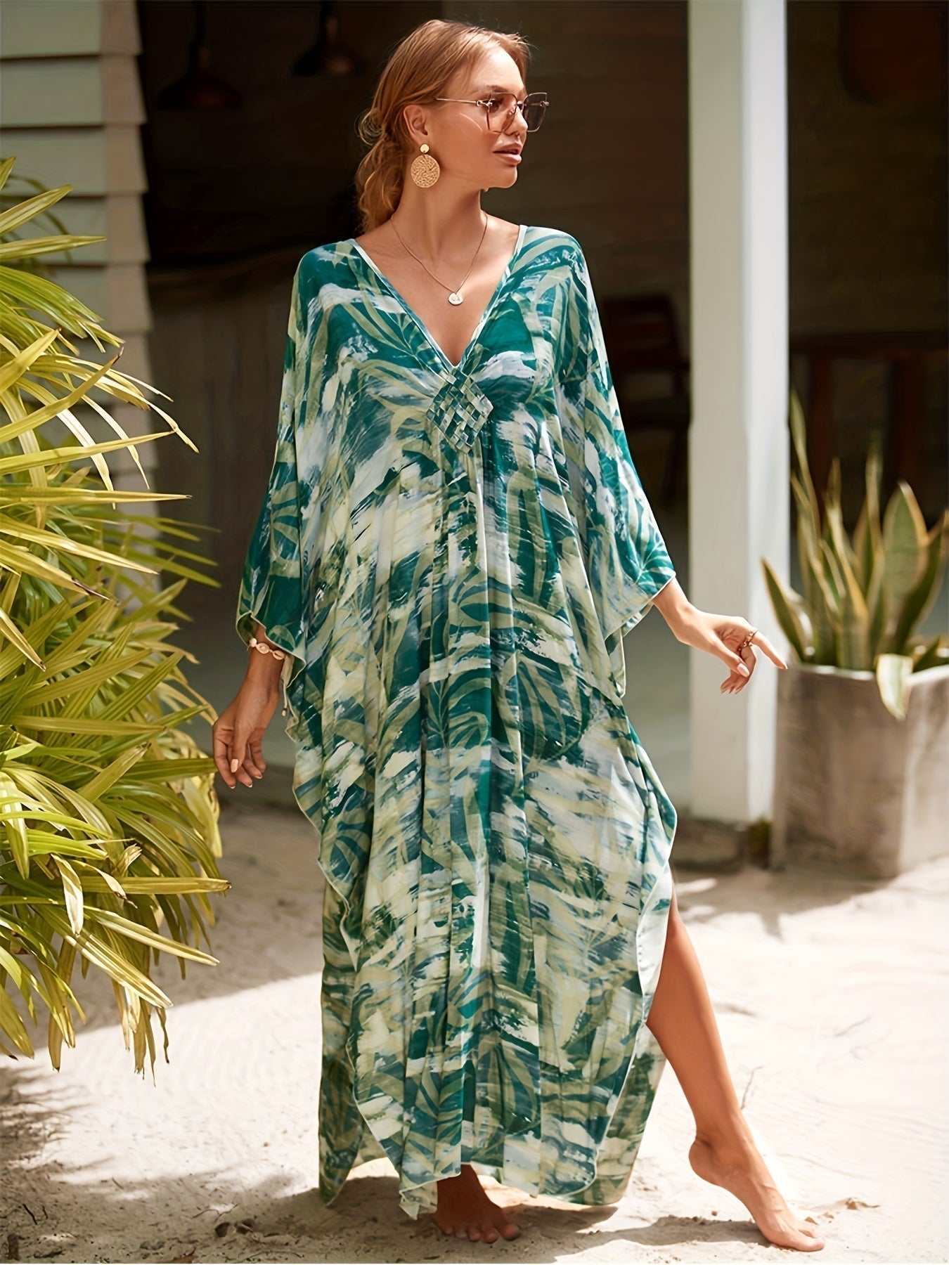 Sylvie | Oversized Palm Print Dress