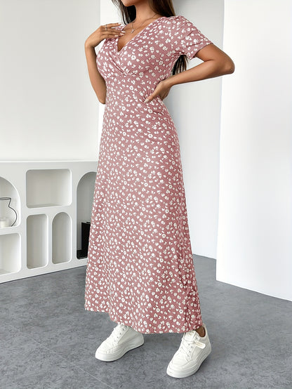 Elowen - V Neck Floral Silk A-Line Dress