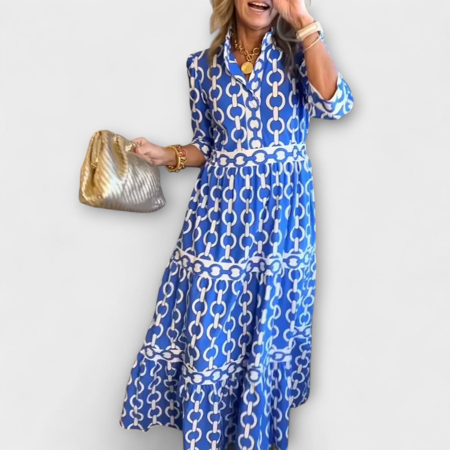 Sophia  Midi Dress with Chain Pattern