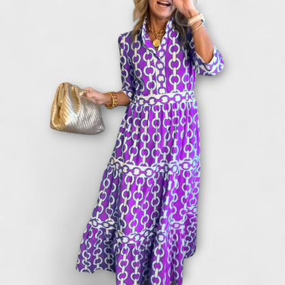 Sophia  Midi Dress with Chain Pattern