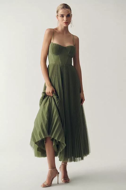 Claire | Pleated Tulle Draped Dress