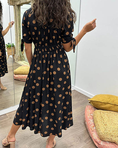 Fania | Polka Dots V-Neck Dress