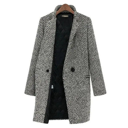 Vanessa™ | Sophisticated Checkered Long Coat