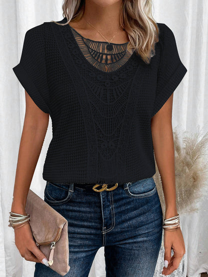 Zarelle | Lace Detail Short Sleeve Top