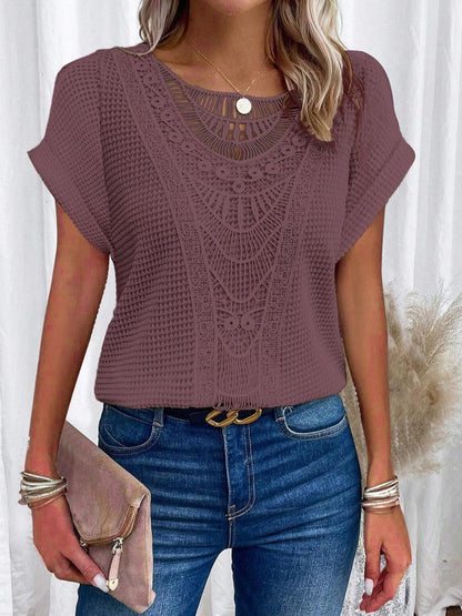 Zarelle | Lace Detail Short Sleeve Top