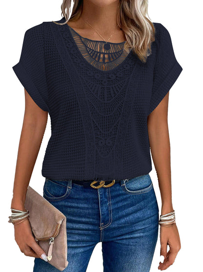 Zarelle | Lace Detail Short Sleeve Top
