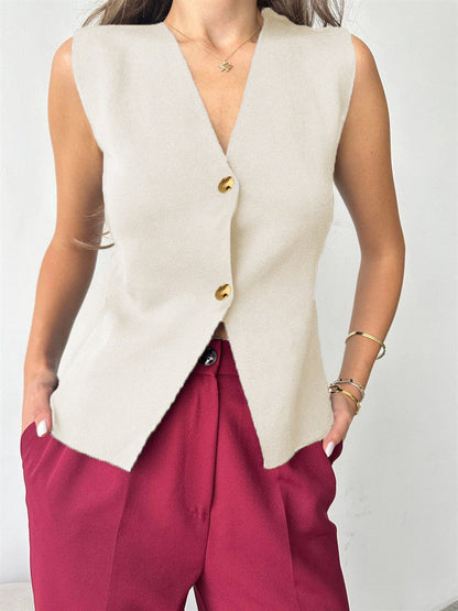 Grier | Sleeveless Button Peplum Top