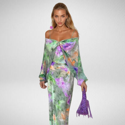 Nancy | Elegant Maxi Dress With Detachable Scarf