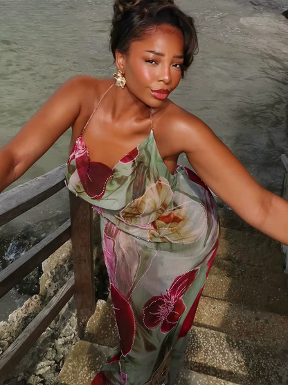 Isla | Backless Chiffon Maxi Dress