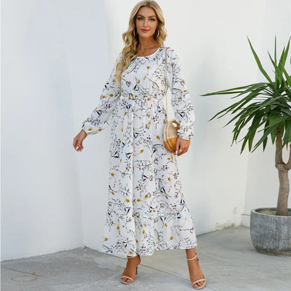 Chelsea - Floral Print Wrap Maxi Dress with Long Sleeves