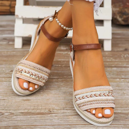 JACINDA | EMBROIDERED PLATFORM SANDALS