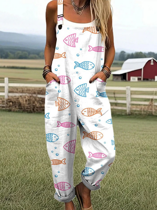 Vintage Floral Wide Leg Jumpsuit - Comfort & Effortless Style