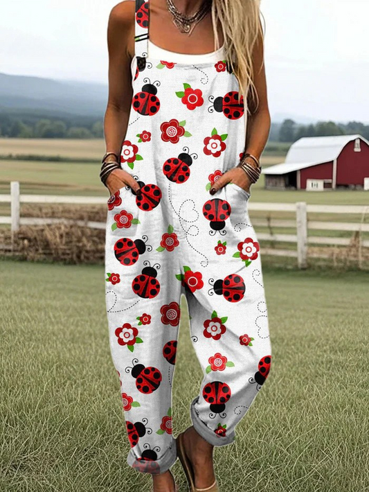 Vintage Floral Jumpsuit - Comfortable Wide Leg Design